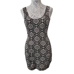 Insight Black & White Tile Print Sleeveless Mini Dress